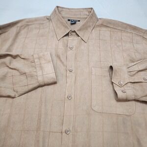 Vintage‎ TRUST Faux Suede Shirt Men 4XL Button Up Brown
